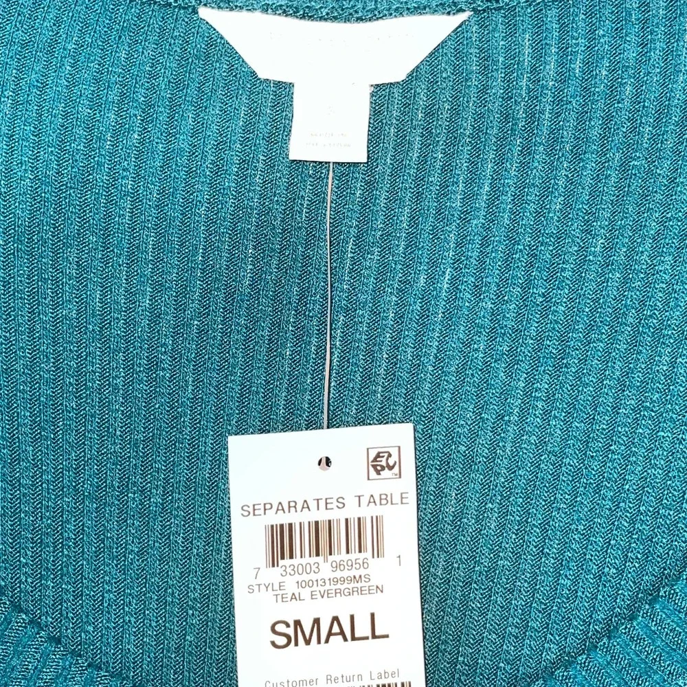 CHARTER CLUB Ribbed Henley Pajama Top teal evergreen, XS - Picture 5 of 12